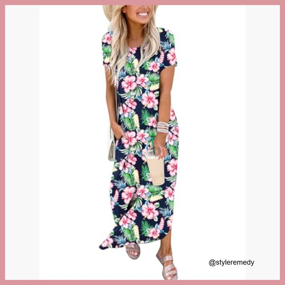 Rayon Polyester Elastane Maxi Dress Split Hem Cas… - image 2